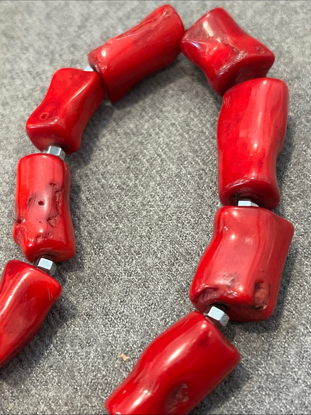 Polished Chunky Coral Necklace - Picture 4 of 8